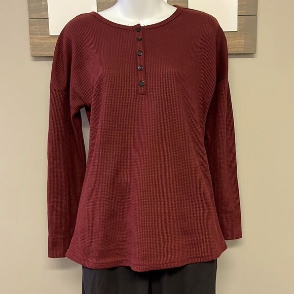 Unbranded Brick Red Pullover Long Sleeve Thermal Crew Neck Shirt- Small - Picture 1 of 8